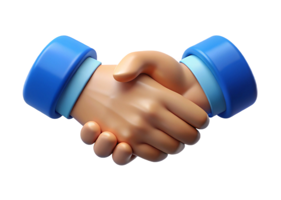 3d render of two hands shaking in a business handshake agreement free png